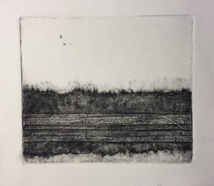 In the Ditches, Intaglio printed collagraph, 6 ½ x 7, 2015