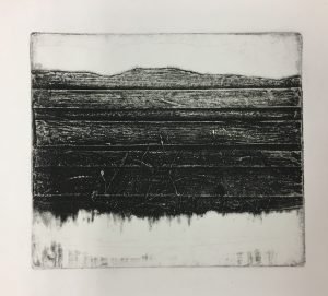 Out West, Intaglio printed collagraph, 6 ¼ x 7in., 2015